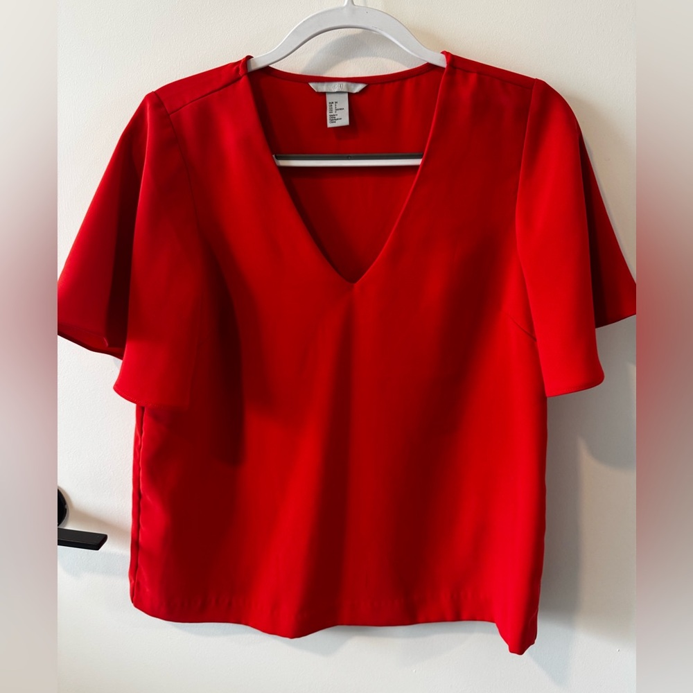 HM Red Short Sleeve Blouse